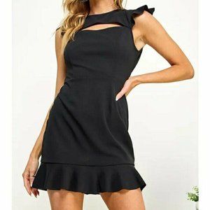 SOLD Saints + Secrets Bodycon Mini Dress Black Size S Ruffle Sleeve
